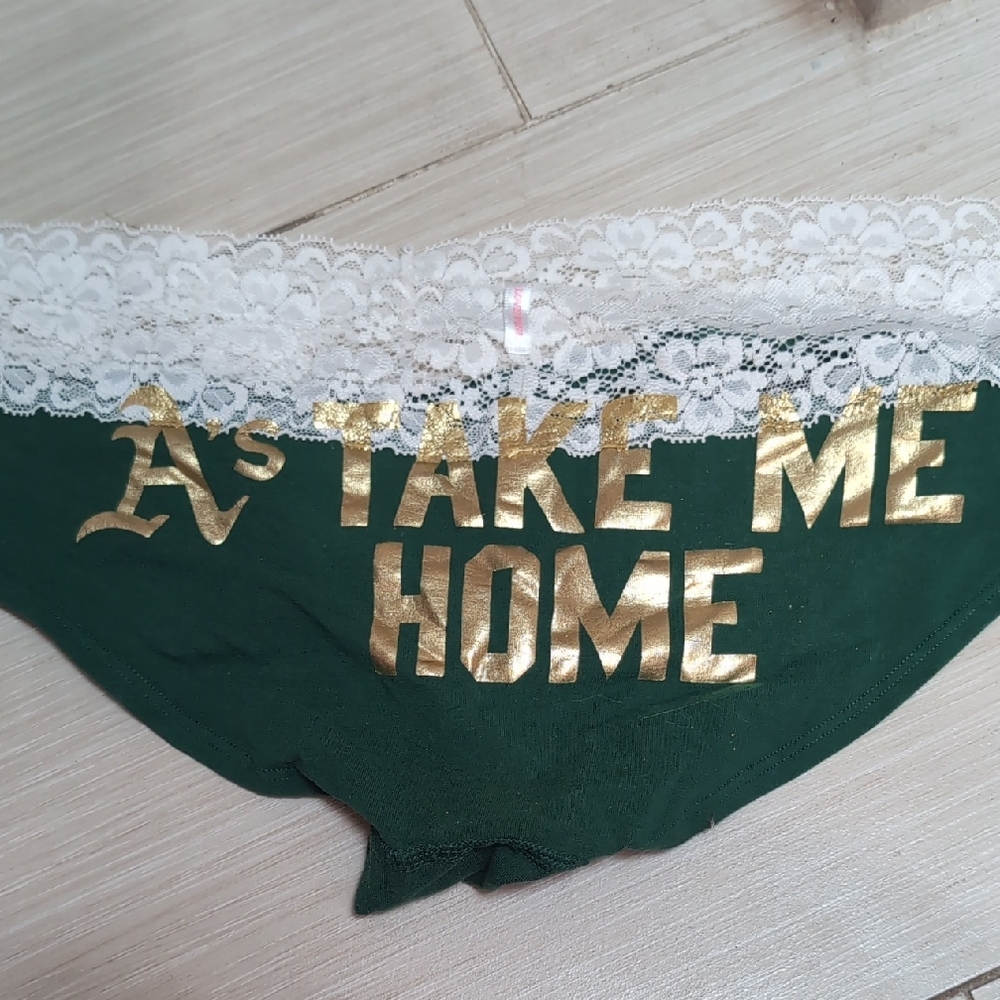 PINK Victoria's Secret Green Panties with White Lace